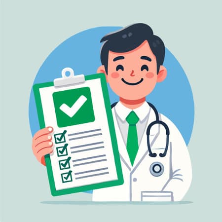 Doctor holding a checklist to help understand visit notes and test results
